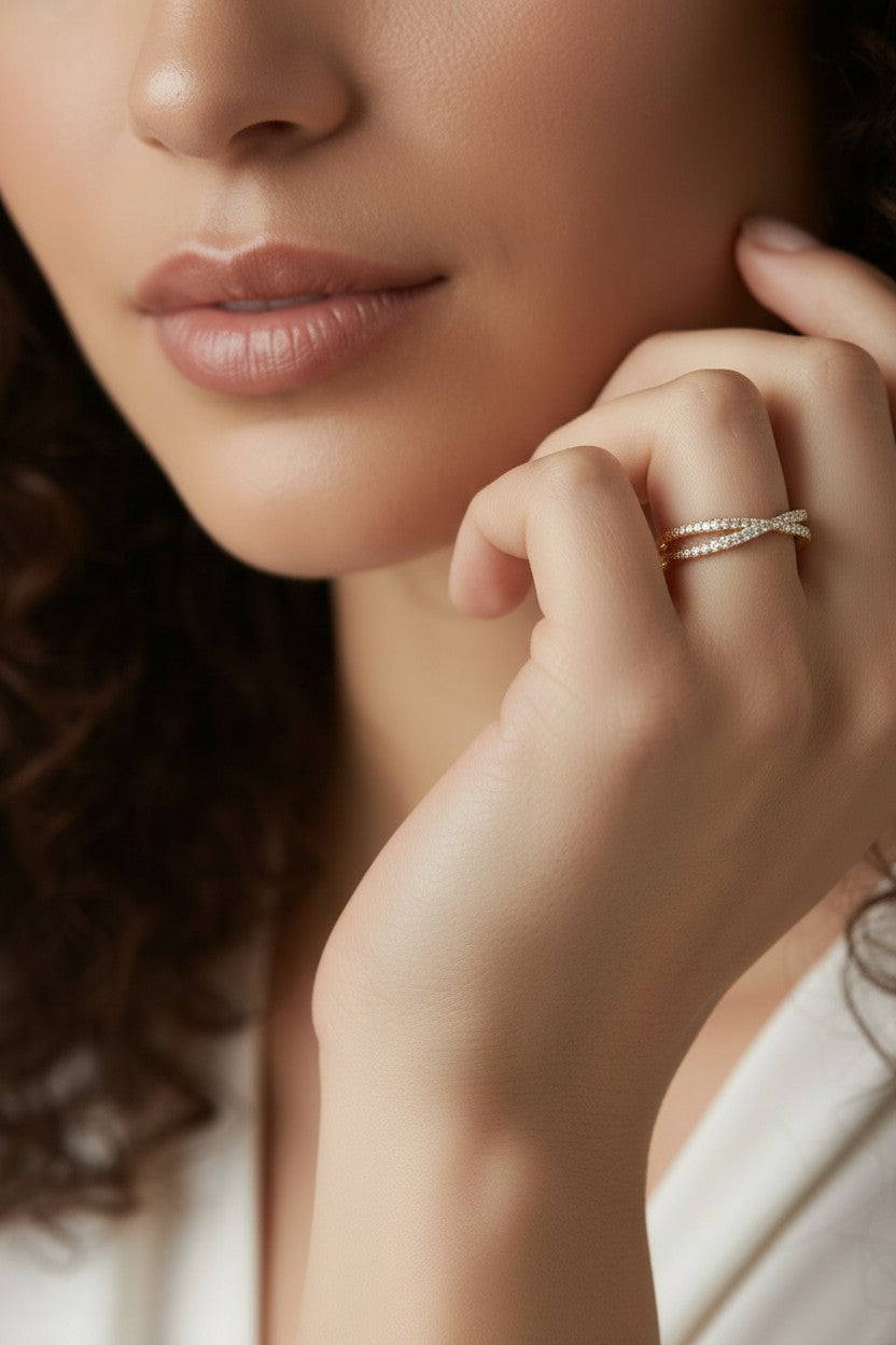 18k Gold Filled CZ X Ring — Bold by Design, Beautiful by Nature