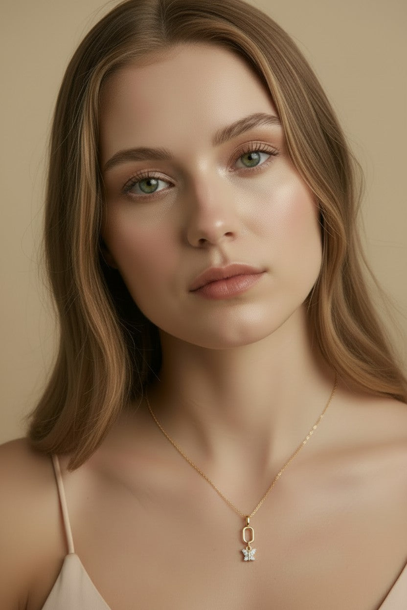 18k Gold Filled CZ Butterfly Charm — Transformation. Renewal. Worn in Gold.