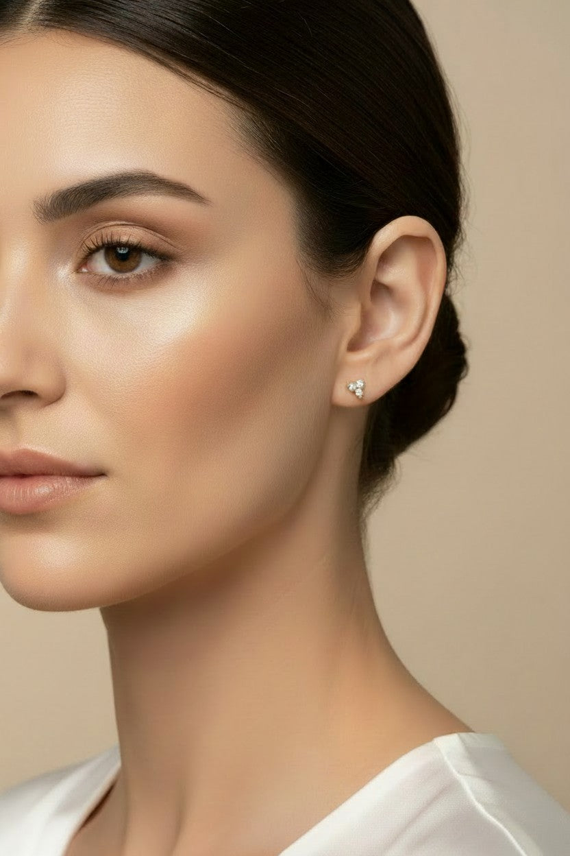 🌸 18k Gold Filled Mini Flower CZ Stud Earrings — A Tiny Bloom. A Little Sparkle. The Ear Complete