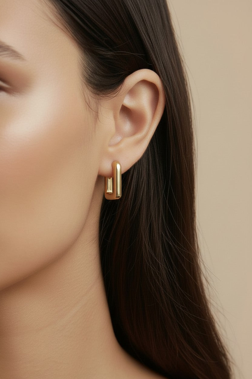 Rectangle Hoop Earrings - Trendy Square Hoops for Women | Modern Geometric Jewelry
