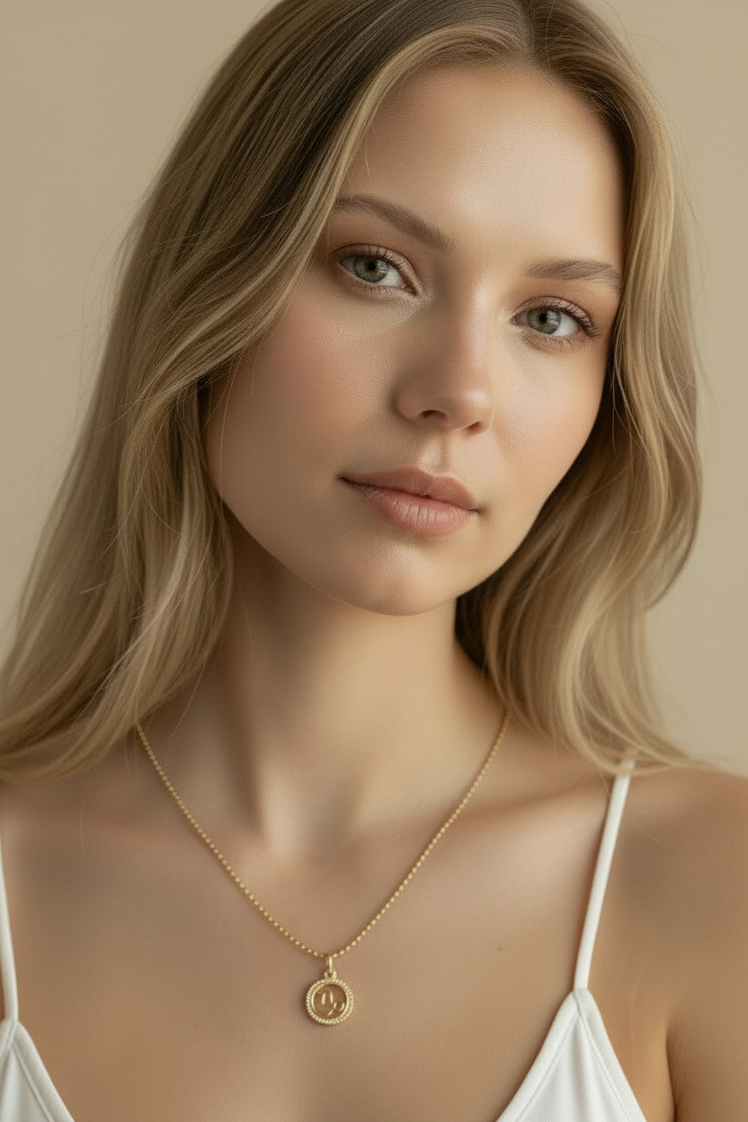 ♑ 18k Gold Filled Mini Capricorn Zodiac Pendant — The Sea-Goat's Glyph. AAAAA CZ. Worn With Quiet Ambition.