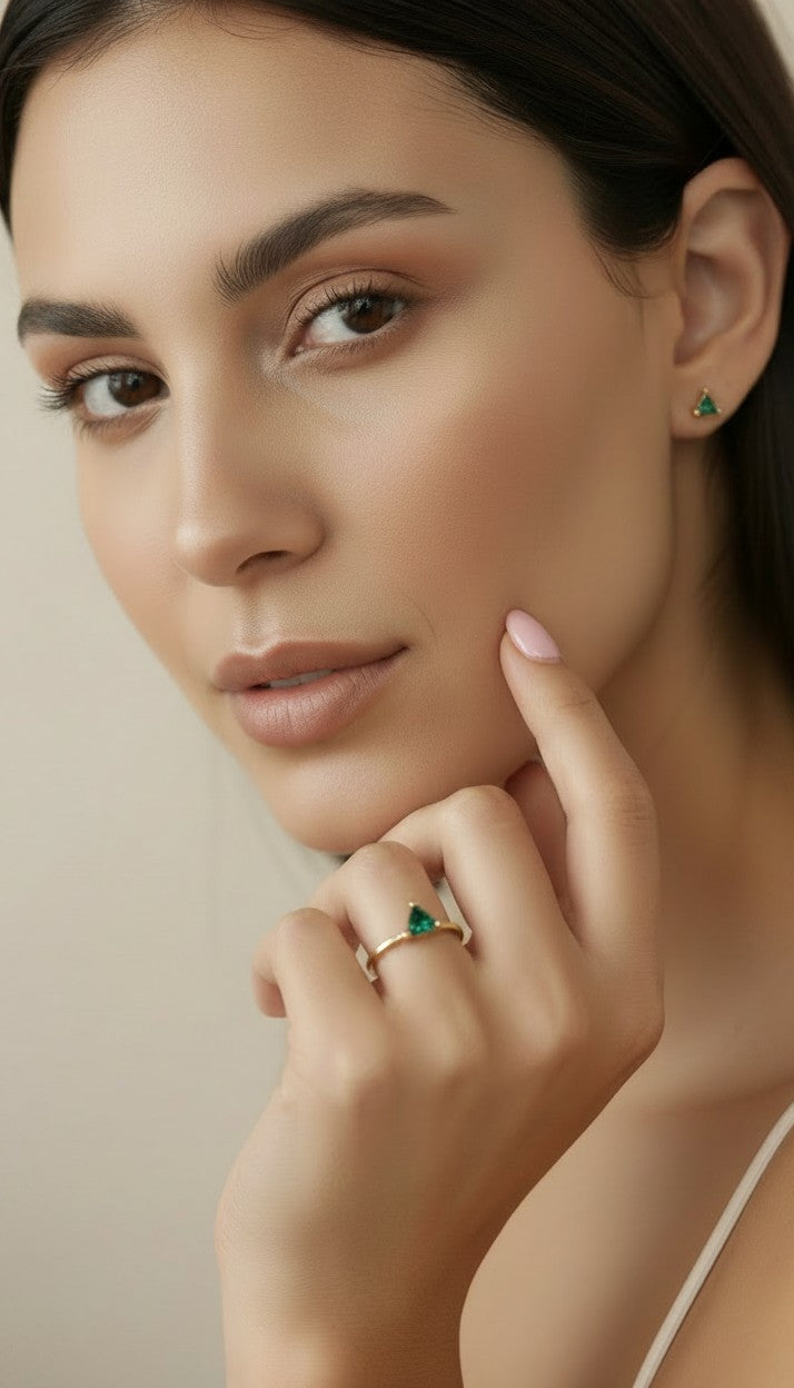 18k Gold Filled Trillion Cut CZ Solitaire Ring — The Stone Nobody Expects. The Brilliance Everyone Notices.