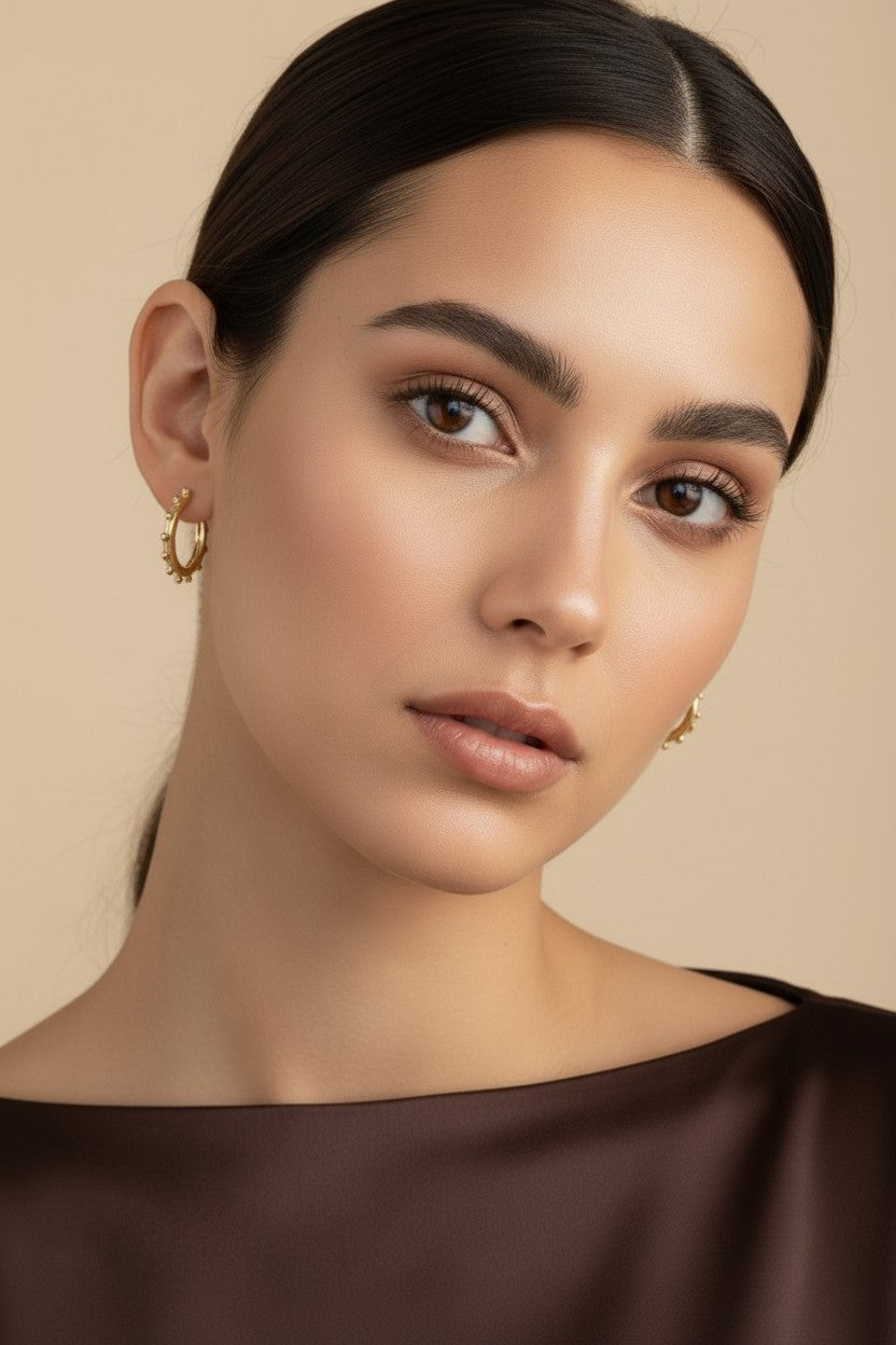 Ball Hoop Earrings for Women - Trendy Textured Hoops