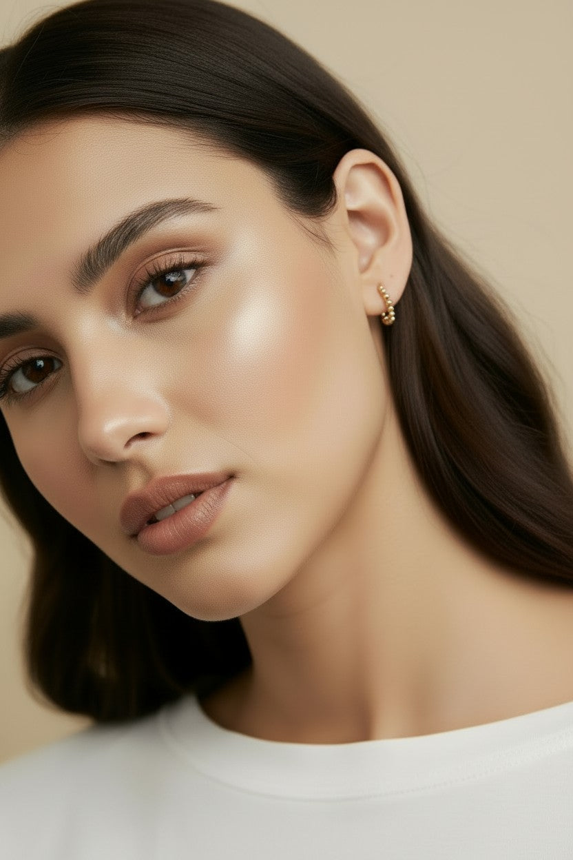 ✨ 18k Gold Filled Beaded Rectangle Clicker Earrings — Granulated Edges. Geometric Form. The Detail That Commands Attention