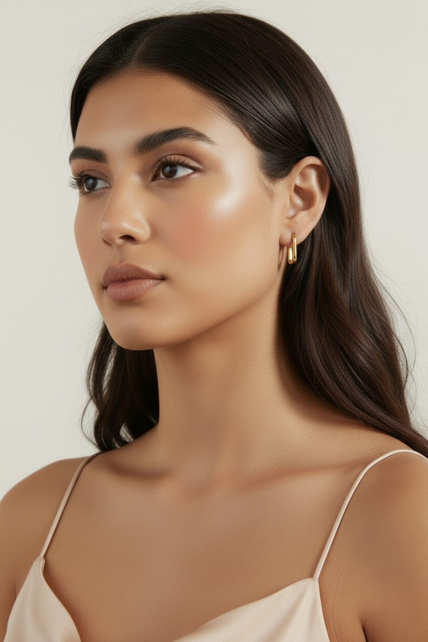 Oblong Hoop Earrings - Modern Minimalist Earrings for Women