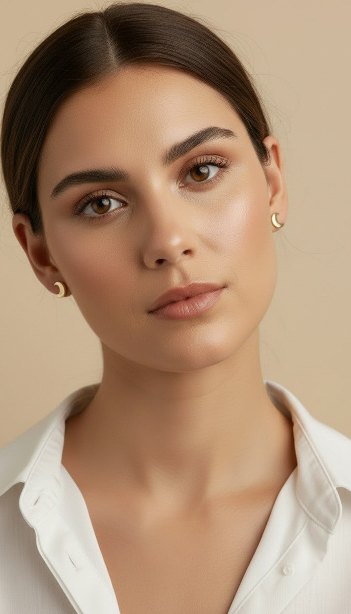 Mini Crescent Moon Stud Earrings