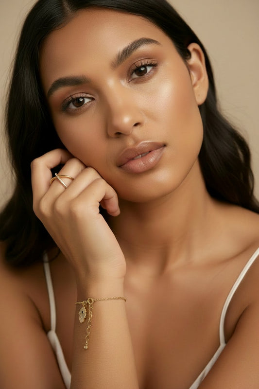 🤲 18k Gold Filled Hamsa &amp; Evil Eye CZ Charm Bracelet — Two Symbols. One Wrist. All the Protection.