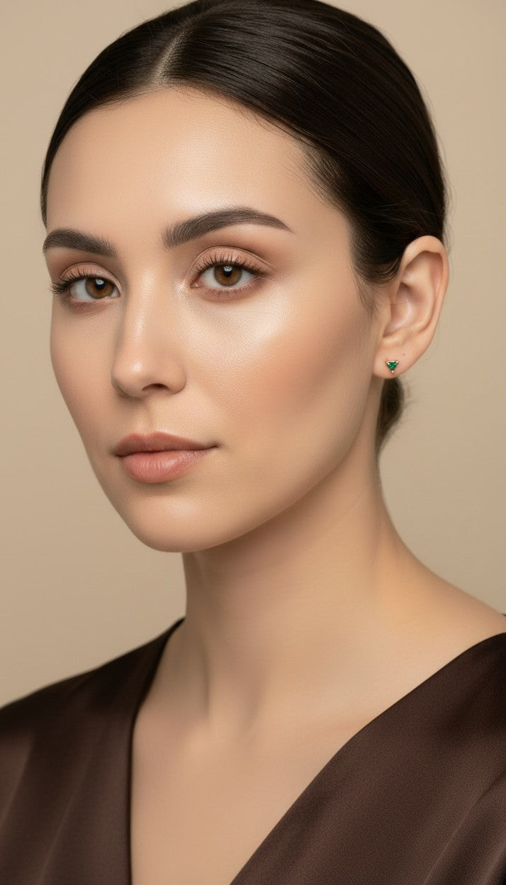 18k Gold Filled Mini CZ Triangle Studs — Three Points. Two Colors. The Tiniest Statement.