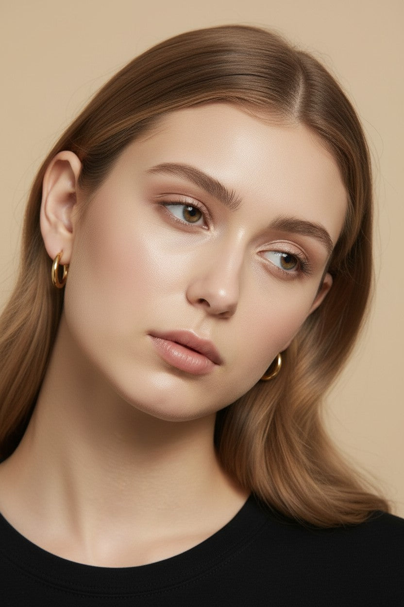 Gold Rounded Polished Clicker Hoop Earrings
