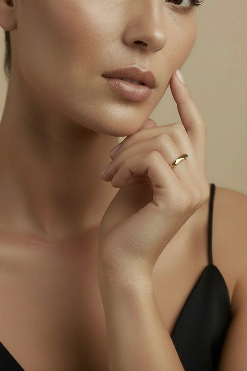 18k Gold Filled Faceted Band Ring