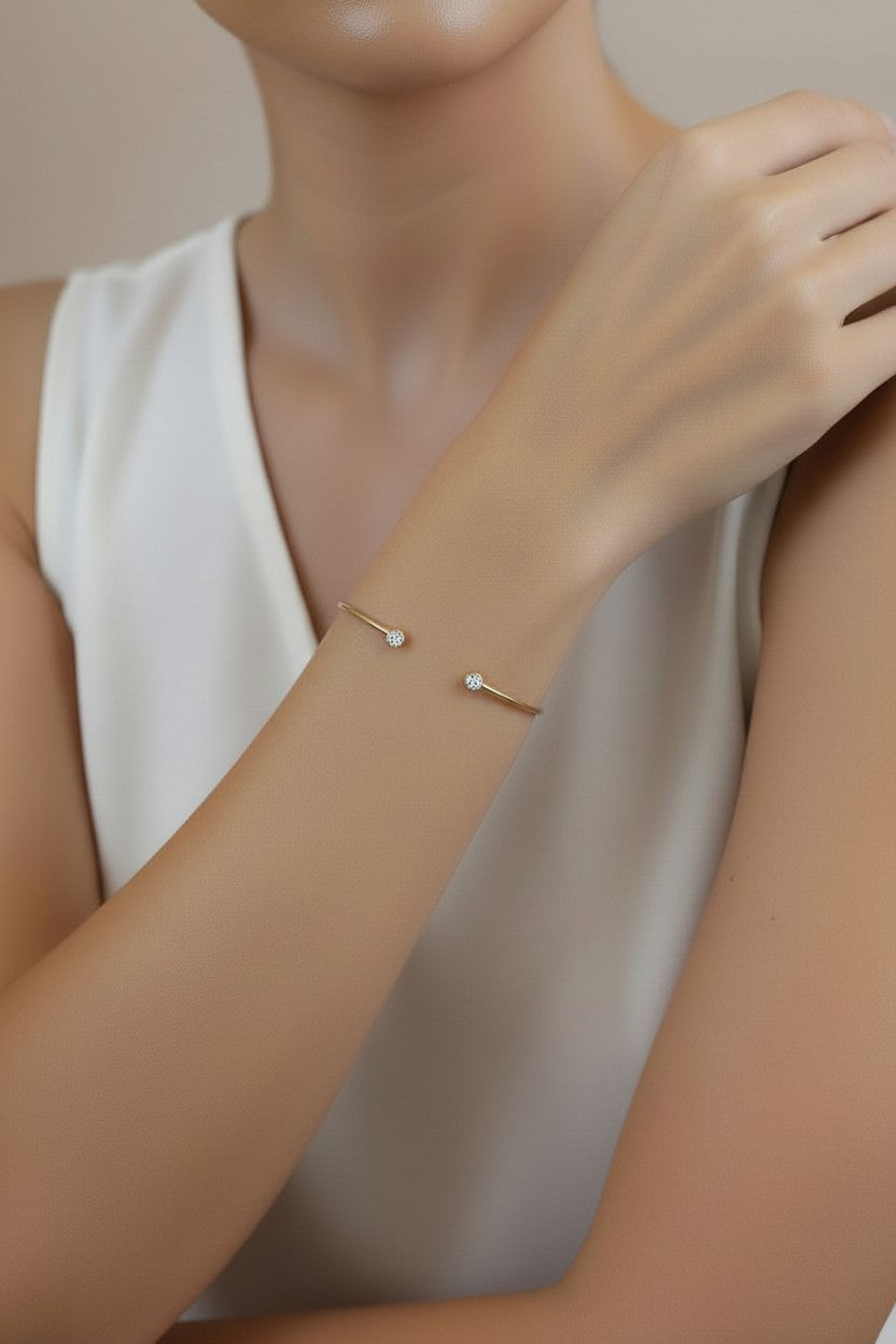Open CZ Cuff Bracelet - Adjustable Statement Bracelet for Women
