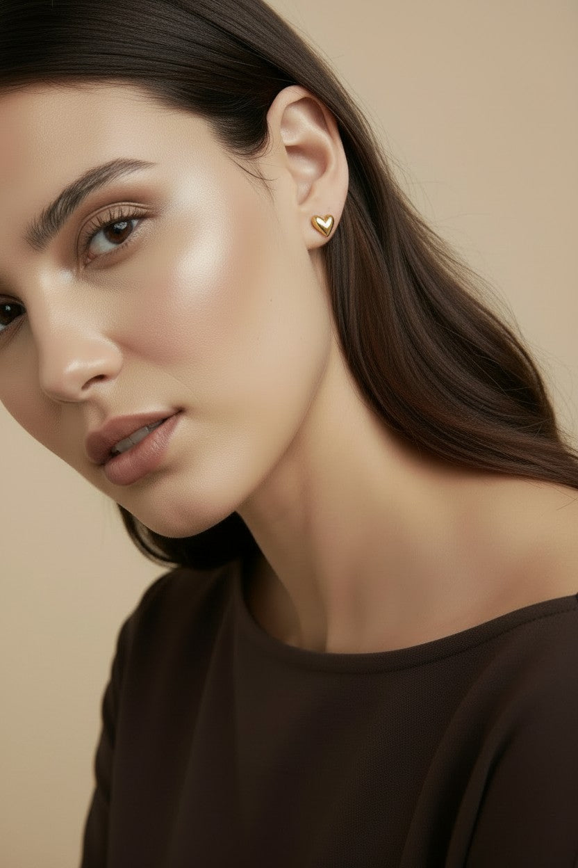 💛 18k Gold Filled Mini Uneven Heart Stud Earrings — Imperfect by Design. Perfectly Charming