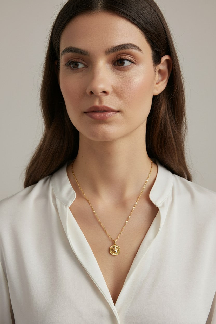 ⭐ 18k Gold Filled Lone Star Charm — Texas Forever, Worn in Gold