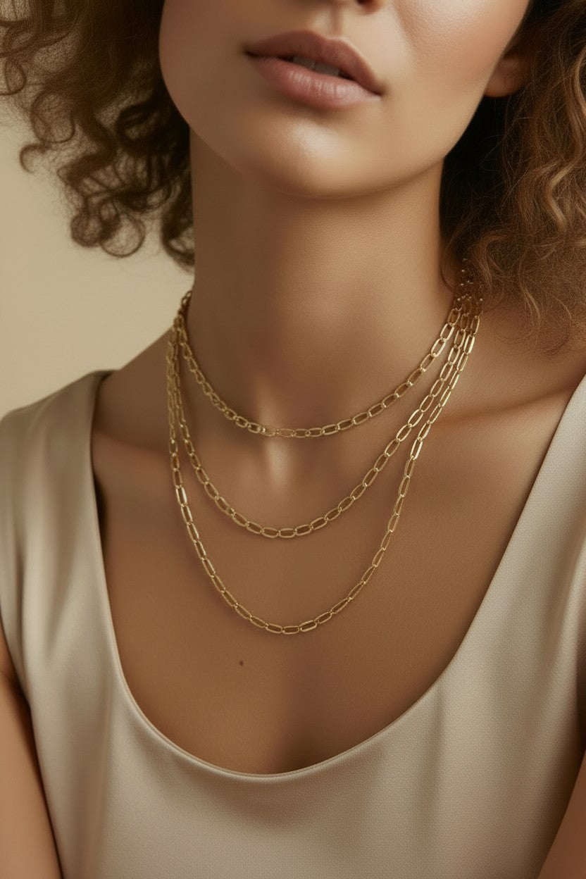 ✨ 18k Gold Filled Twist Link Chain Necklace — A Subtle Spiral in Every Link. Four Lengths.