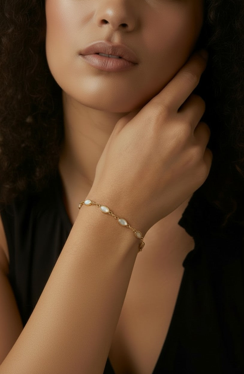 ✨ 18k Gold Filled Opal Ellipse Bracelet — Ten Stones. Ten Fires. One Wrist That Can't Be Ignored.