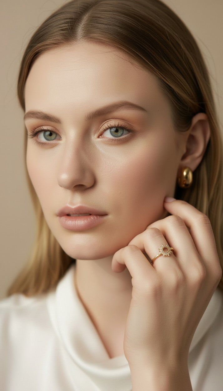 ✨ 18k Gold Filled Round Spike CZ Ring — One Brilliant Stone. A Crown of Gold Points. The Finger Transformed.