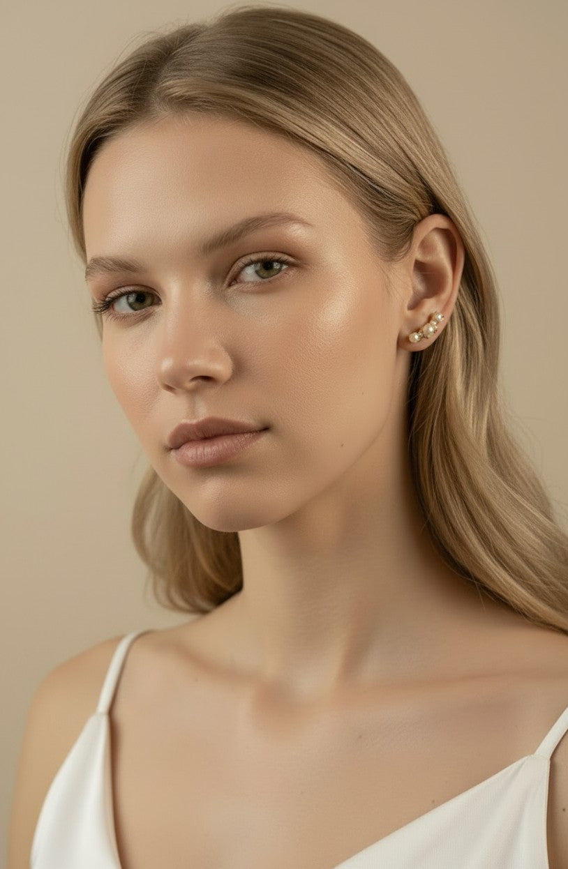 18k Gold Filled Pearl & Crystal Earrings