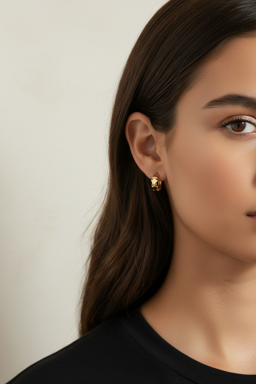 Dainty Star Clicker Hoop Earrings | Celestial Earrings | Minimalist Star Hoops | Gift for Her