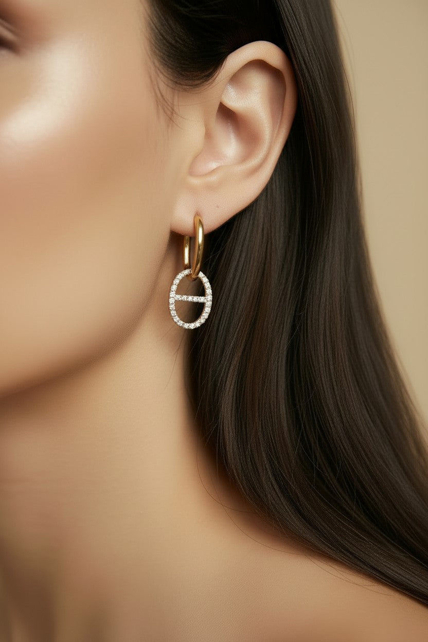 ⚓ 18k Gold Filled CZ Mariner Drop Huggie Earrings — The Huggie That Keeps Going