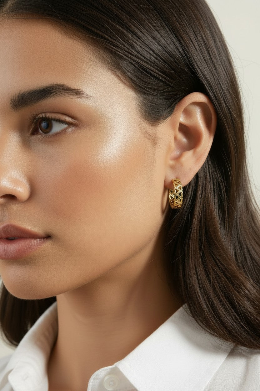 💛 18k Gold Filled Double Heart Huggie Hoop Earrings — Love, Cut Right Through the Gold. Three Sizes.
