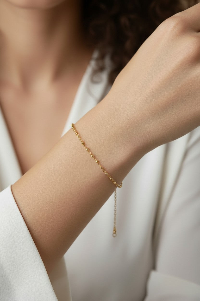 18K Gold Filled 2.5mm Beaded Bracelet