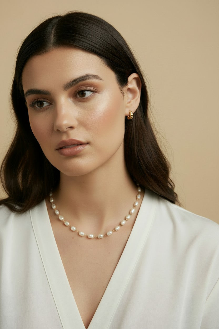 🤍 18k Gold Filled Baroque Pearl Necklace — Smaller Pearls. The Same Considered Rhythm. Closer Still.