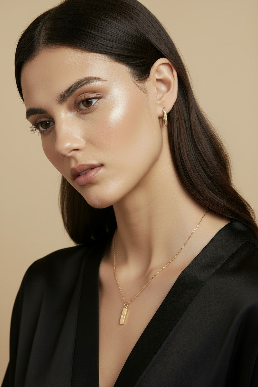18k Gold Filled Moon Bar Charm