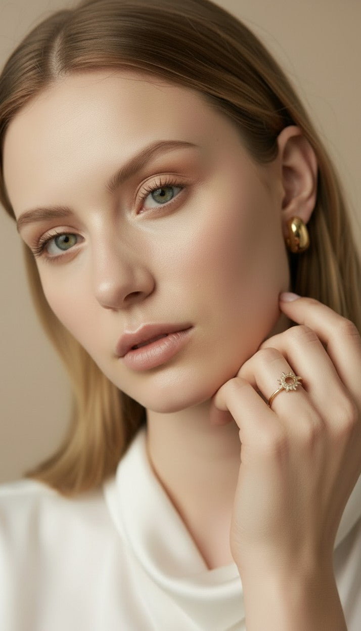 ✨ 18k Gold Filled Round Spike CZ Ring — One Brilliant Stone. A Crown of Gold Points. The Finger Transformed.