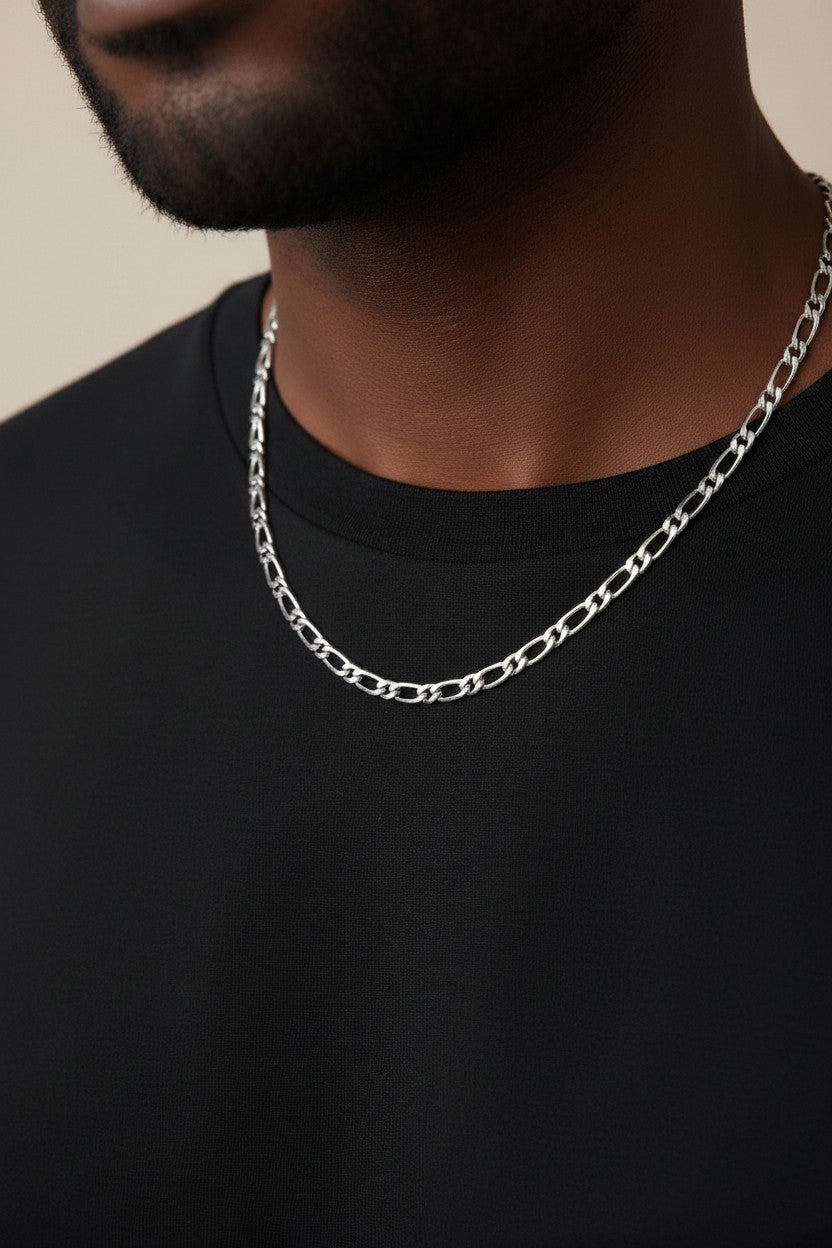 Sterling Silver 7.3mm Figaro Chain — Italian Authority, Worn With Confidence