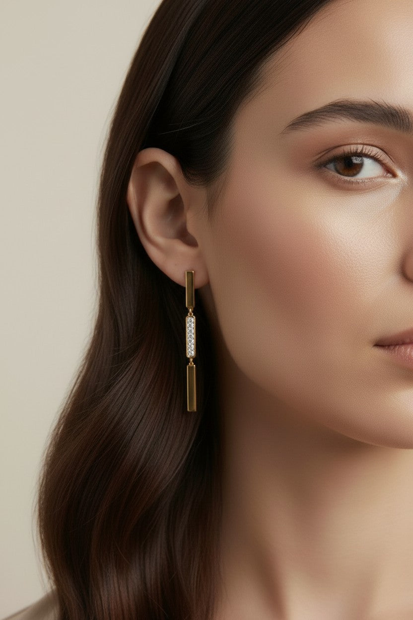 18k Gold Filled Triple Bar Drop Earrings