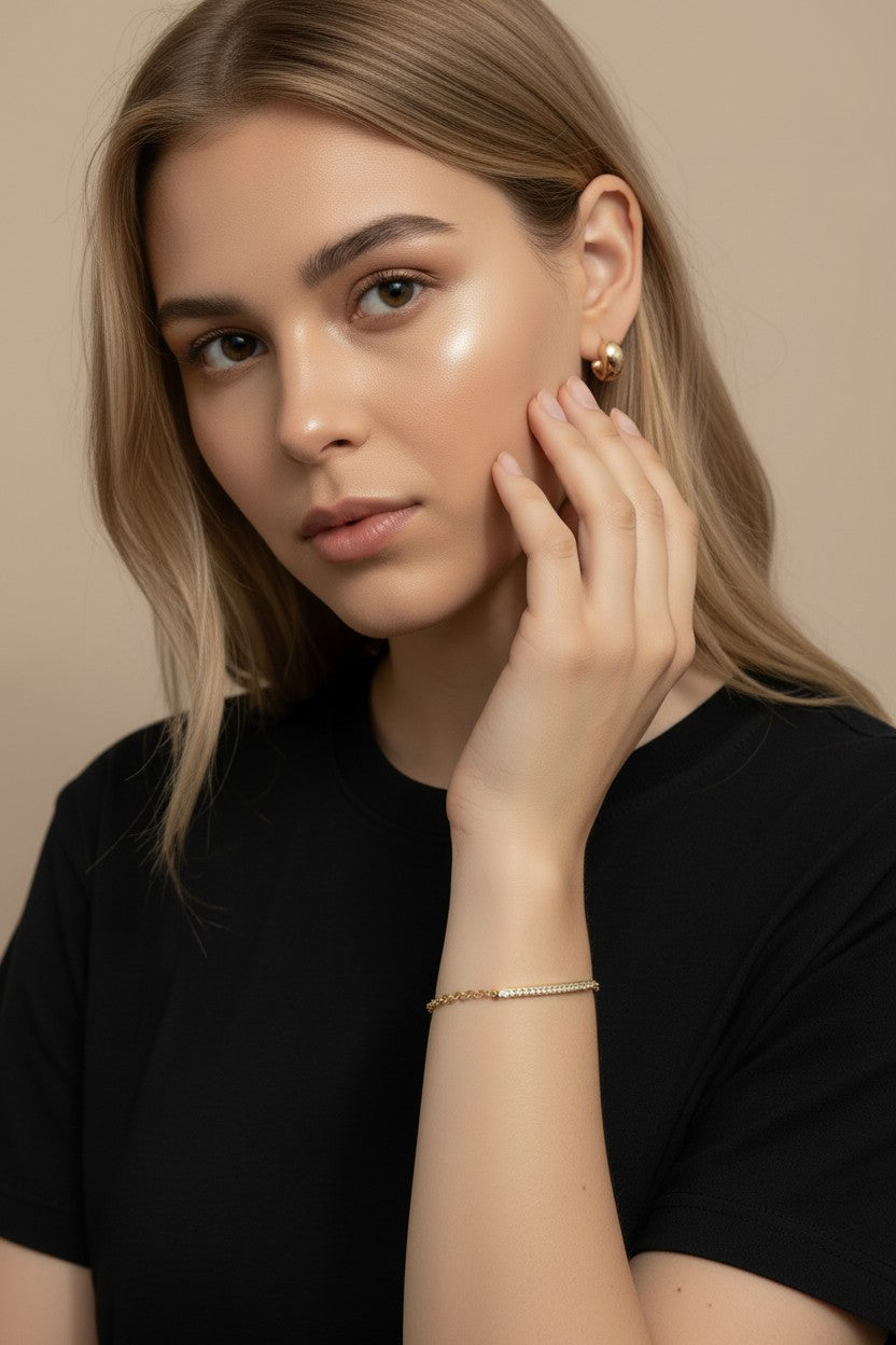 Gold CZ Bar Bracelet for Women -Diamond Bracelet | Minimalist Jewelry