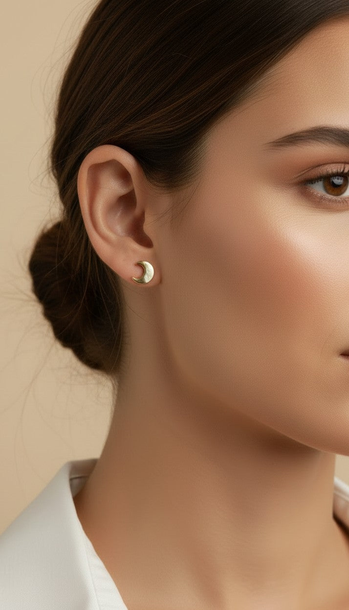 Mini Crescent Moon Stud Earrings