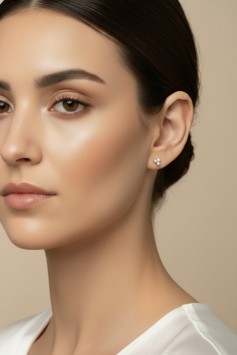 🌸 18k Gold Filled Mini Flower CZ Stud Earrings — A Tiny Bloom. A Little Sparkle. The Ear Complete