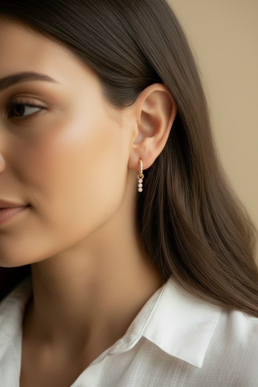 18k Gold Filled Twisted Hoop Earrings with Removable CZ Charm — One Earring. Two Looks. Every Day.