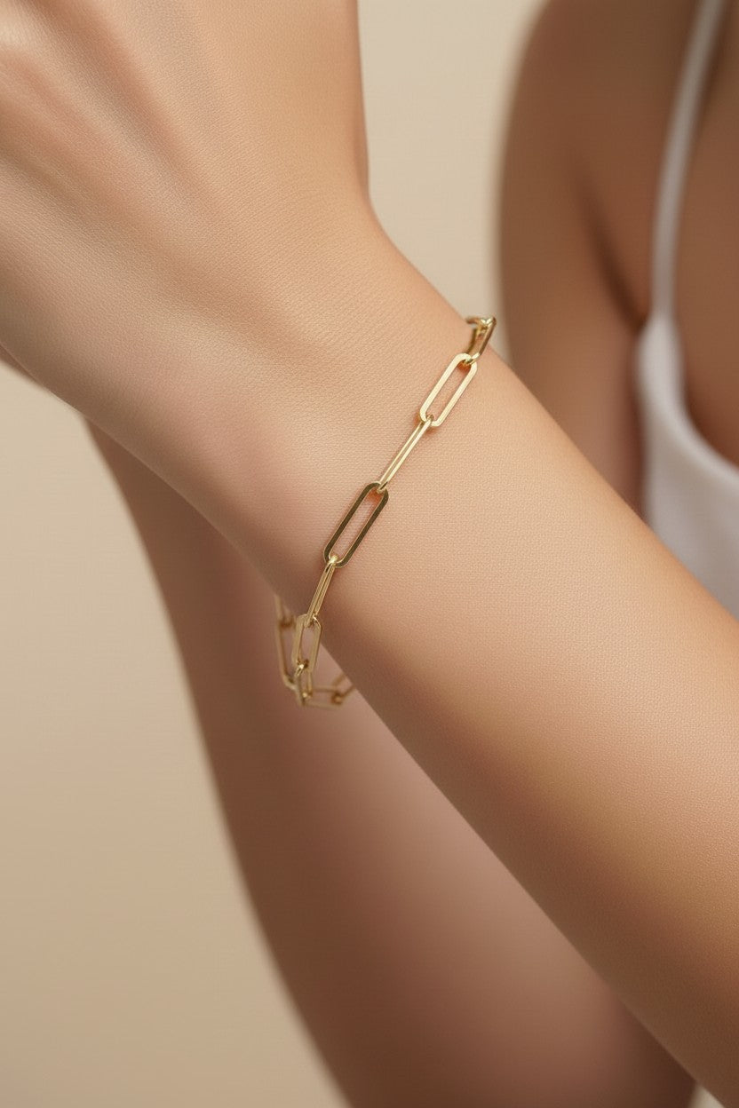 Gold Paperclip Chain Bracelet for Women - Link Bracelet | Trendy Jewelry