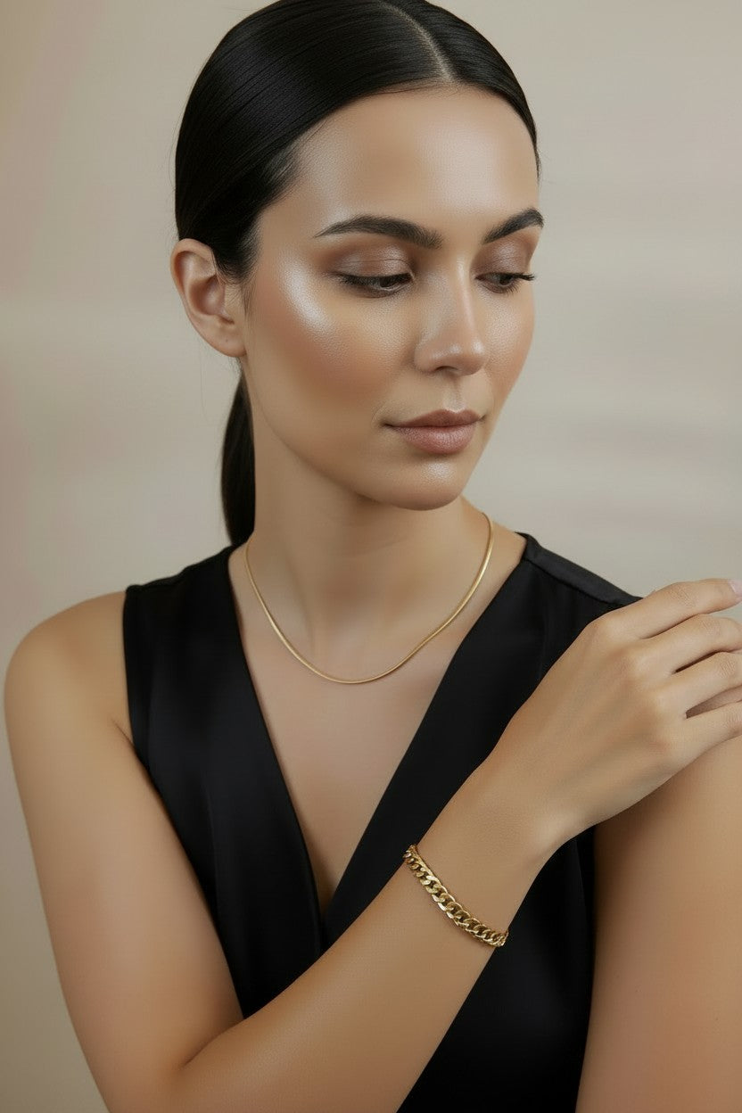 18k Gold Filled 8mm Diamond Cut Cuban Link Bracelet — Substantial. Faceted. Unisex Statement Gold.