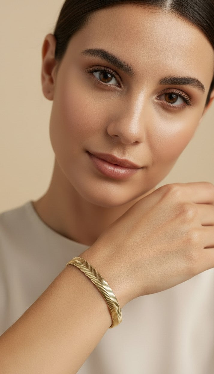 ✨ 18k Gold Filled Snake Chain Bracelet — 8mm of Fluid Gold. The Most Luxurious Drape at the Wrist.