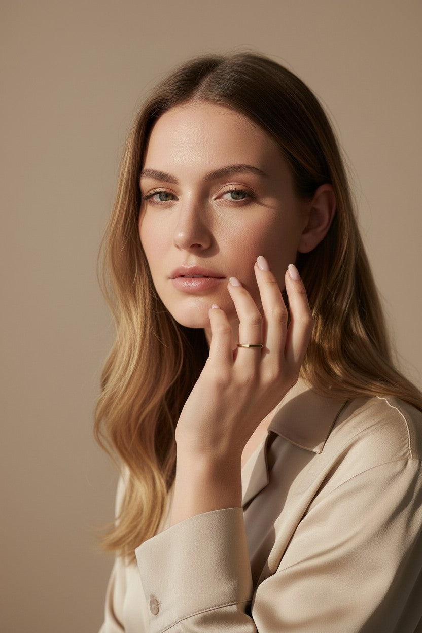 Flat Top Ring for Women - Minimalist Stackable Band Ring