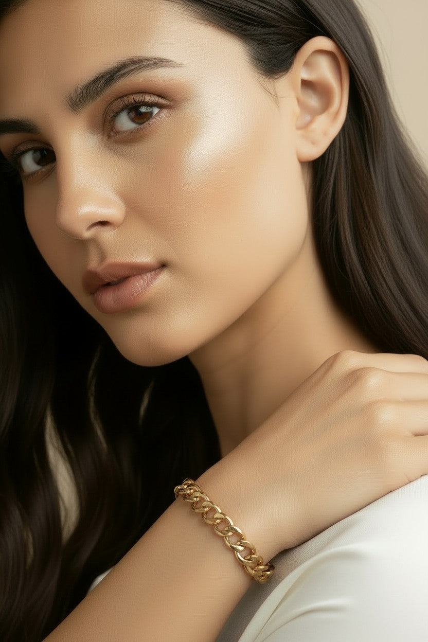 18k Gold Filled Cuban Chain Bracelet — 7.25mm of Bold. Three Sizes. Zero Apologies.