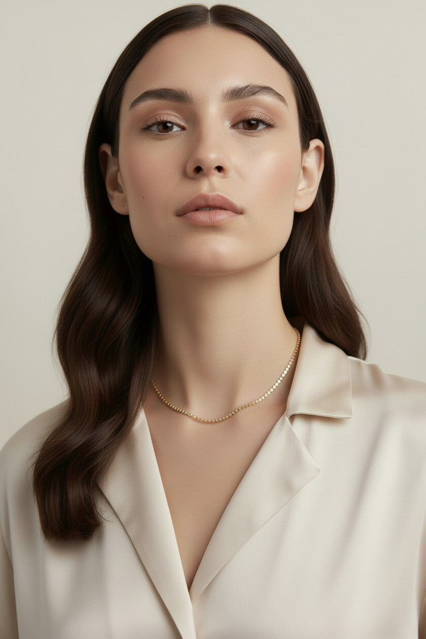 Chain Necklace for Women - Flat Ball Chain | Layering Jewelry