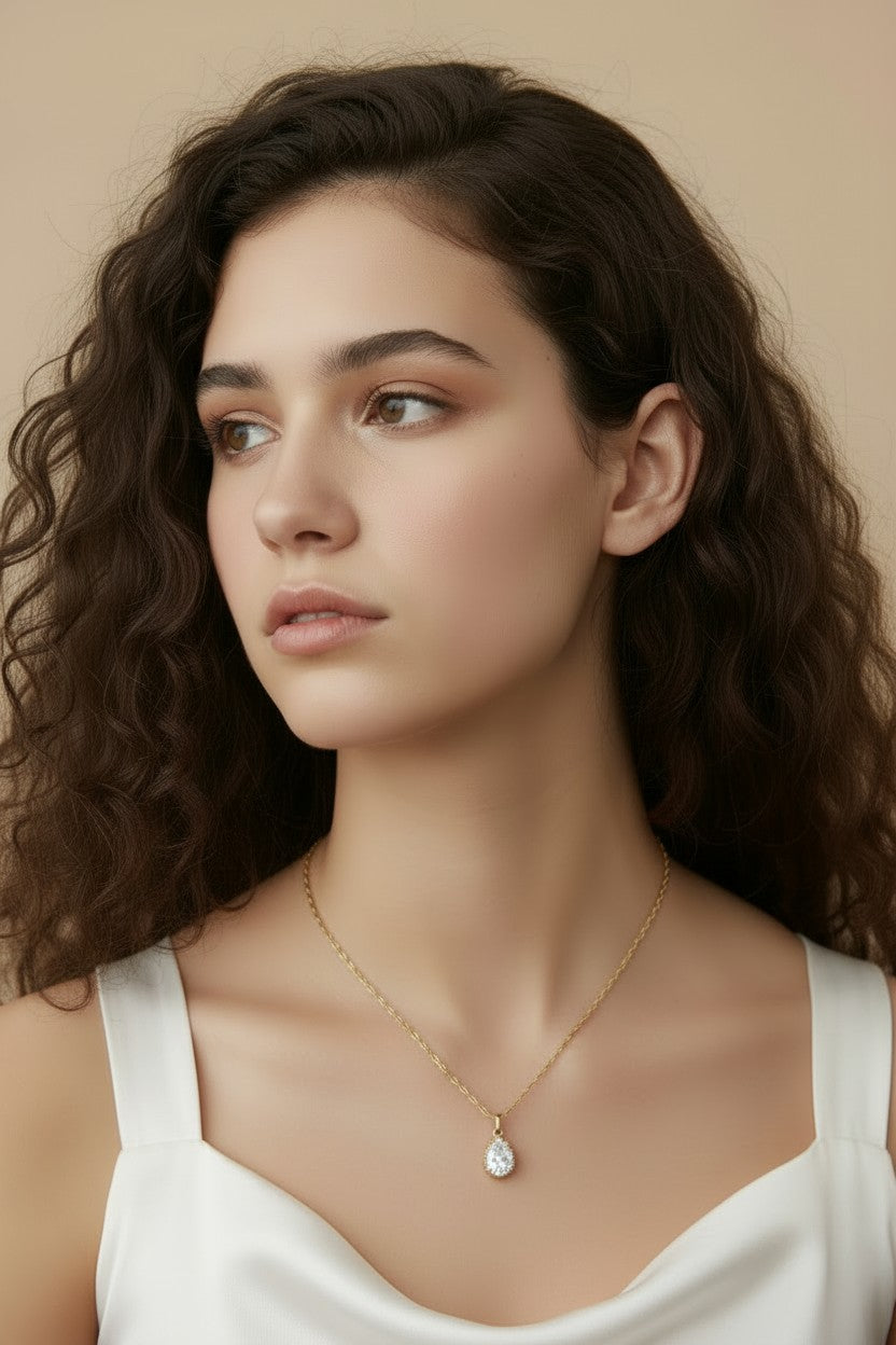 18k Gold Filled Pear CZ Scalloped Charm — The Vintage Detail That Elevates Everything It Joins