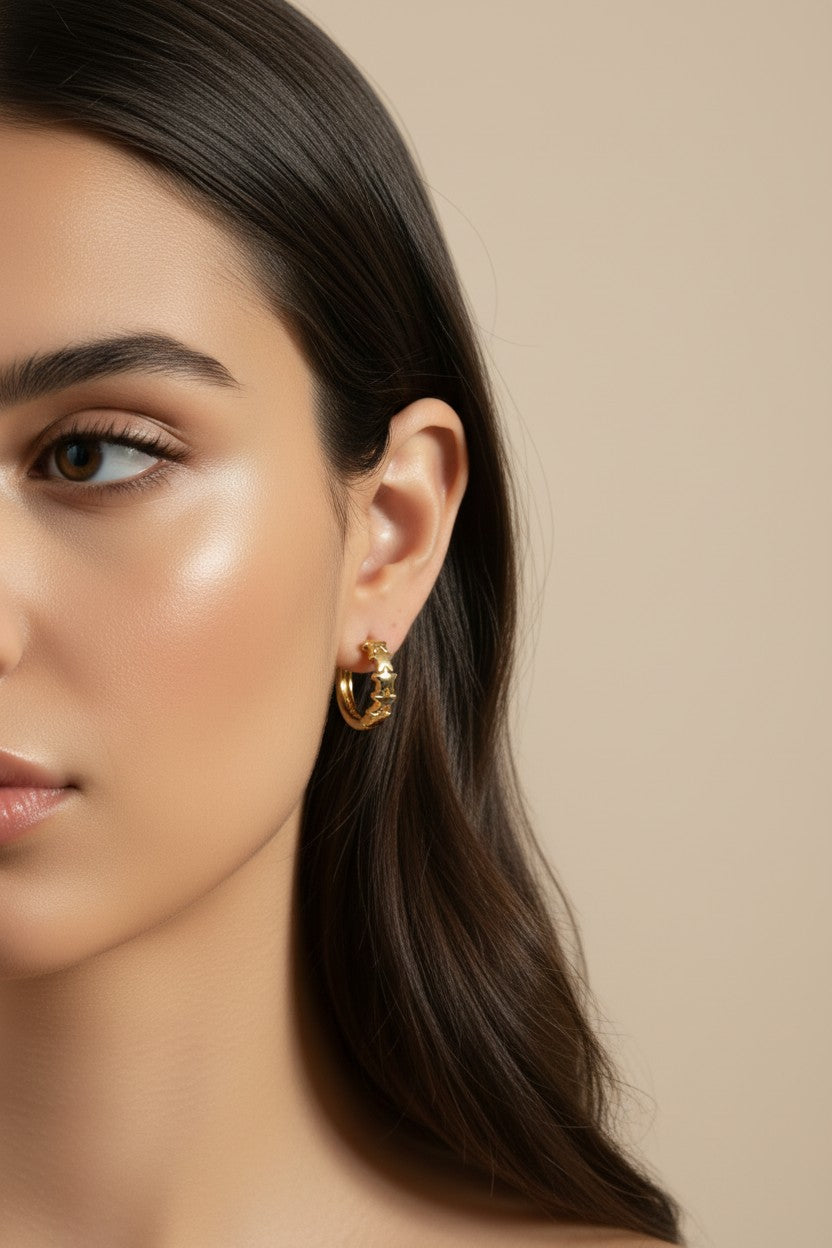 Dainty Star Clicker Hoop Earrings | Celestial Earrings | Minimalist Star Hoops | Gift for Her