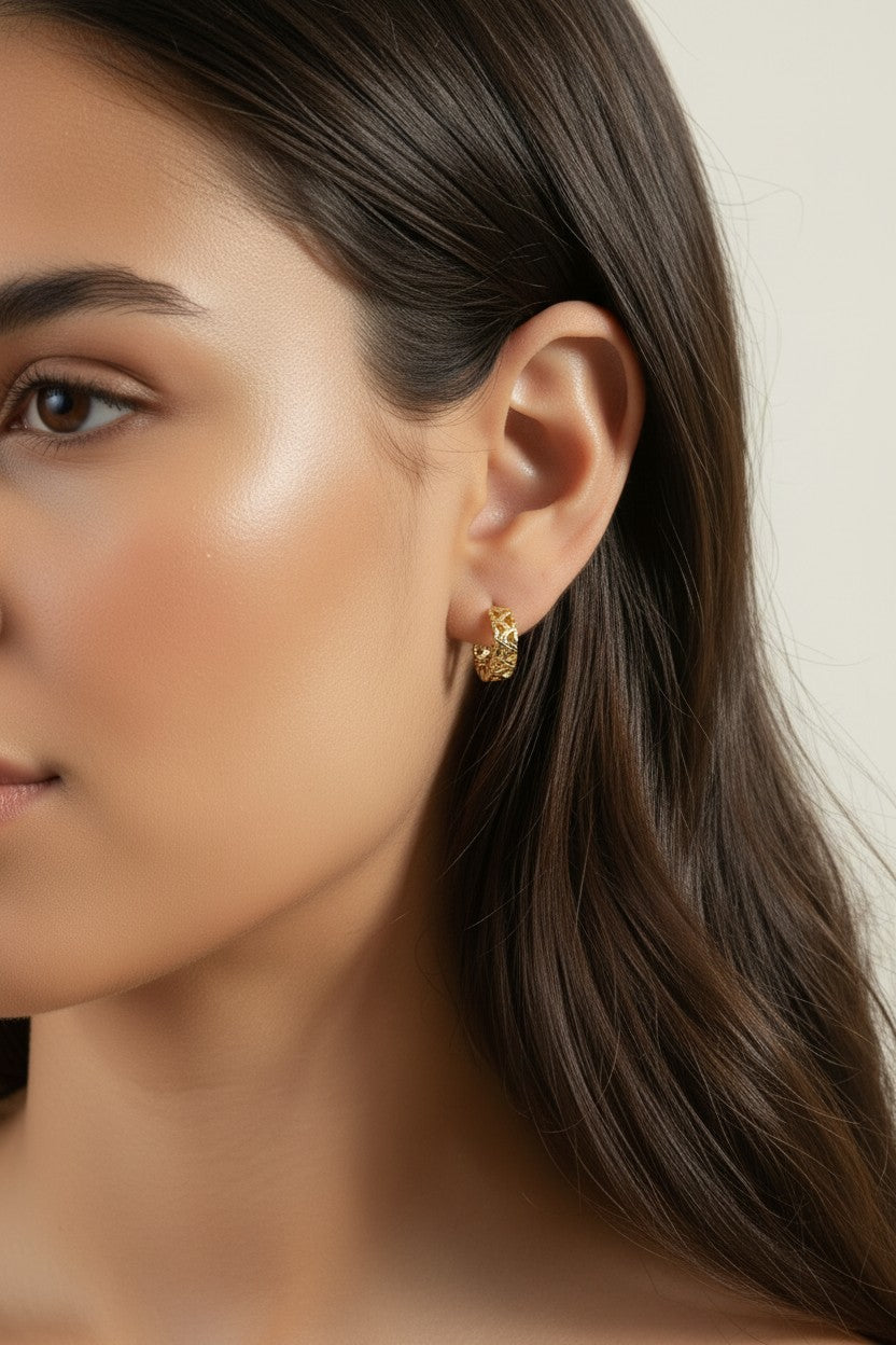 💛 18k Gold Filled Double Heart Huggie Hoop Earrings — Love, Cut Right Through the Gold. Three Sizes.