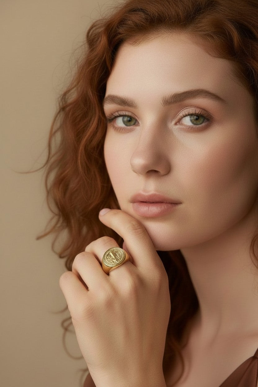 Saint Benedict Signet Ring - Religious Statement Ring for Men & Women