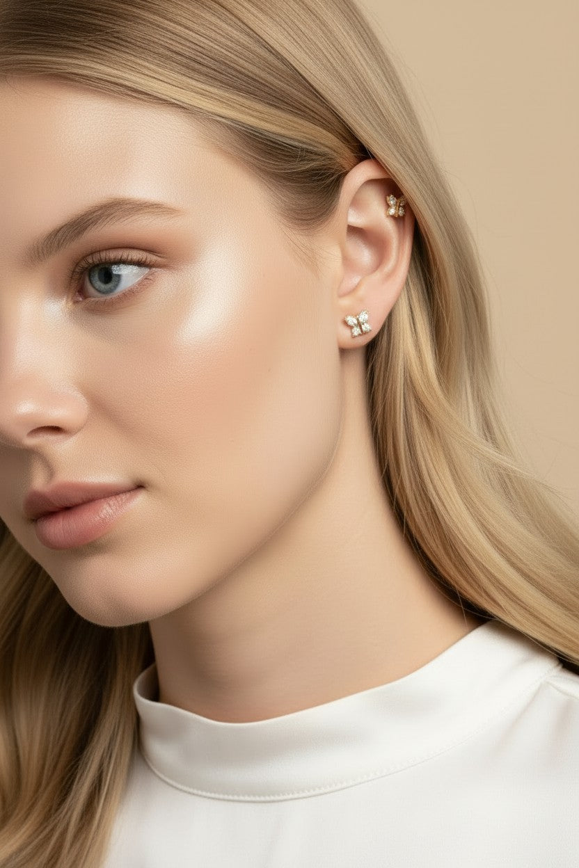 ✨ 18k Gold Filled CZ Piercing Studs — Three Styles. One Perfect Fit. Every Piercing.