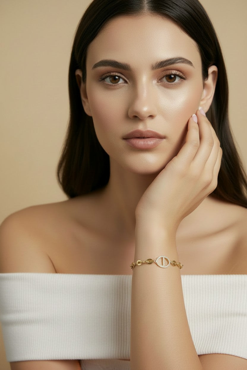 18k Gold Filled CZ Mariner Bracelet — Nautical Boldness. Strategic Sparkle. Always Noticed.