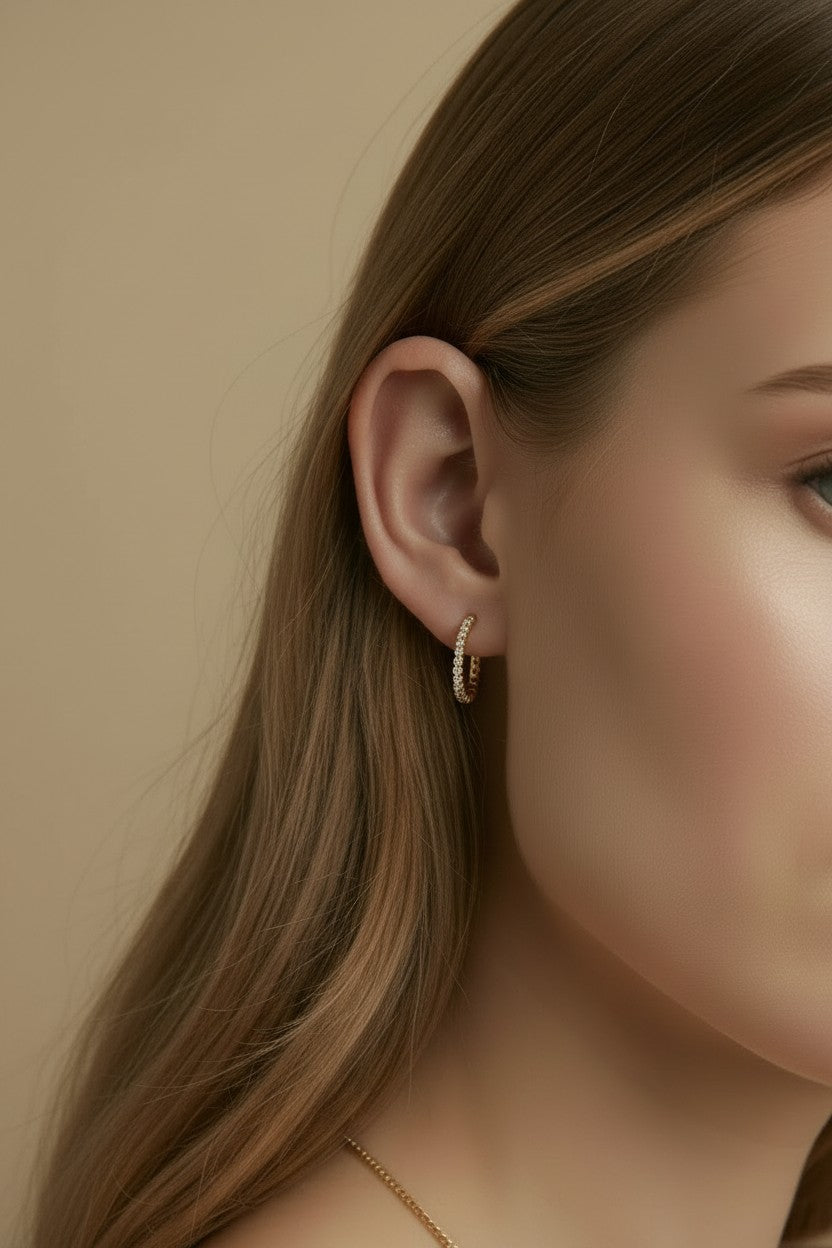 ✨ 18k Gold Filled Bezel CZ C-Hoop Earrings — Bezel-Set All the Way Around. The Sparkling Hoop Done Right.