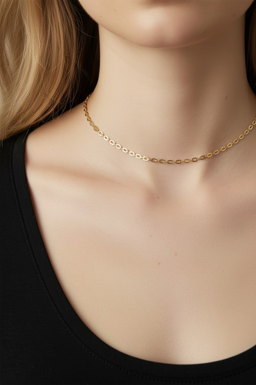 18k Gold Filled Lace Chain Choker Necklace