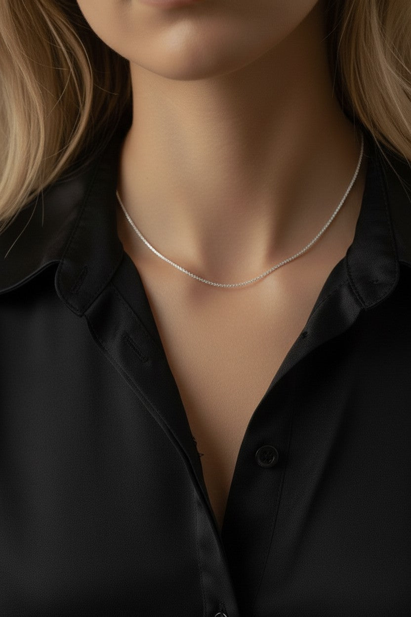 Sterling Silver Faceted Bead Chain Necklace — A Thousand Tiny Flashes of Light