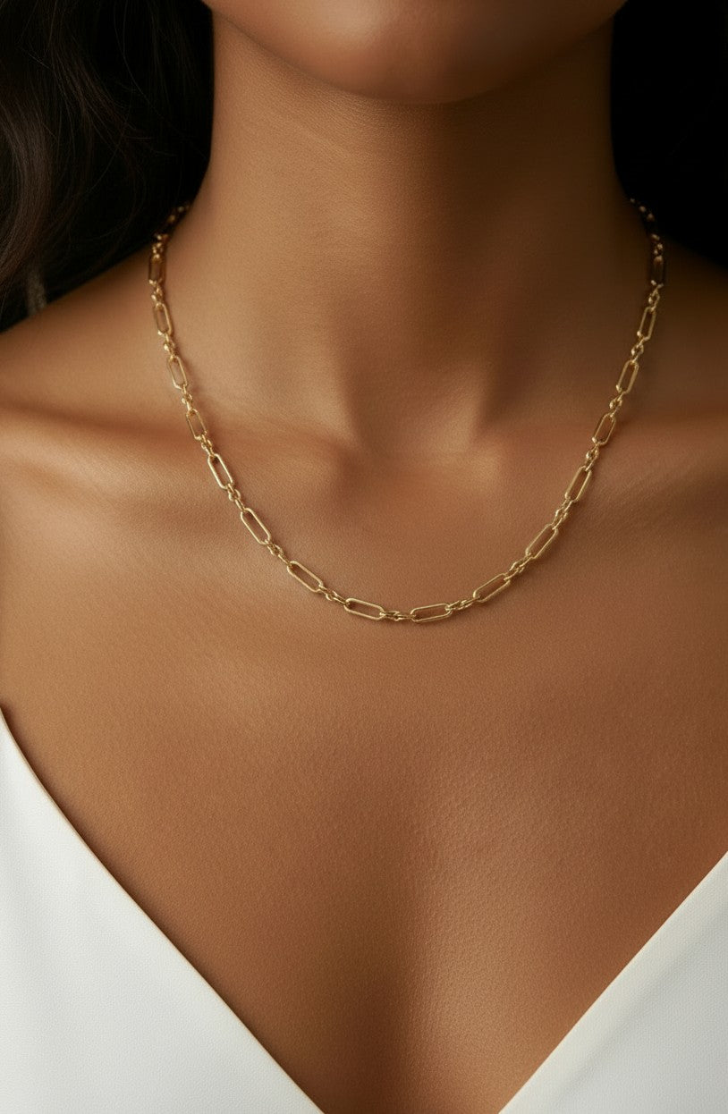 ✨ 18k Gold Filled 3x1 Paperclip Chain Necklace — The Pattern That Makes the Paperclip Extraordinary